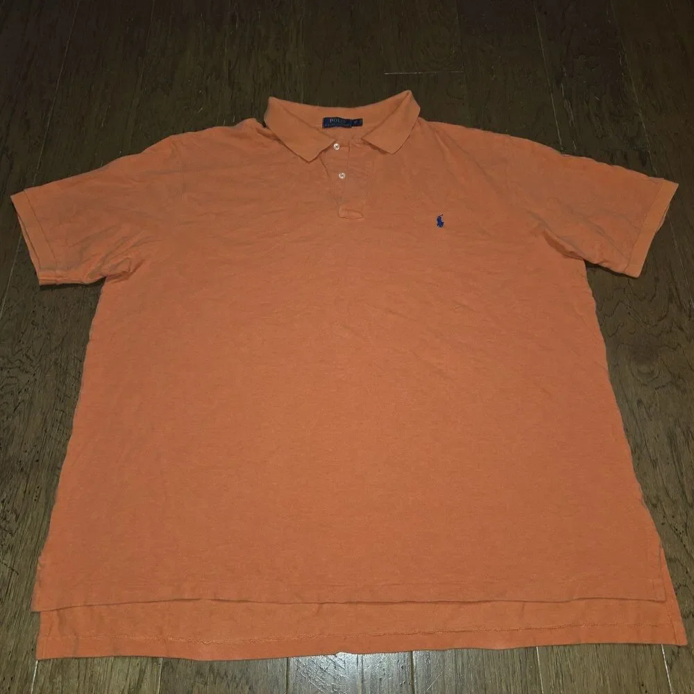 Polo Ralph Lauren Shirt Mens 4XB Big Orange Pony Golf Preppy Casual Cotton